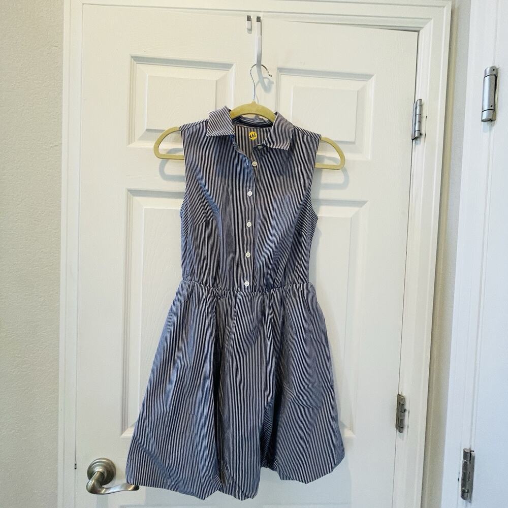 New! J.Crew Blue White Striped Button Down Bubble Hem Mini Dress Small/Med #75 - Picture 8 of 10
